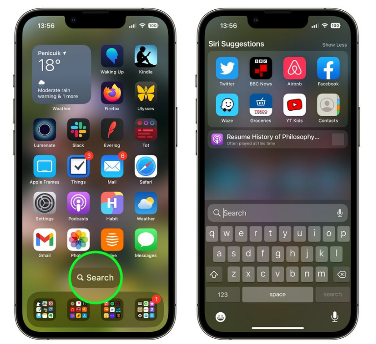 鄂伦春苹果手机维修分享升级到 iOS 16 后，如何删除主屏幕上的搜索按钮 